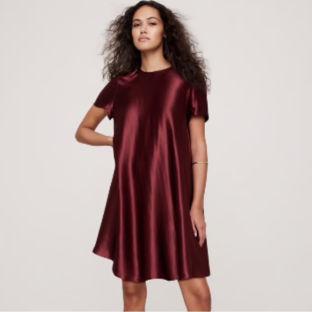 Banana Republic Burgundy Satin Mini Dress